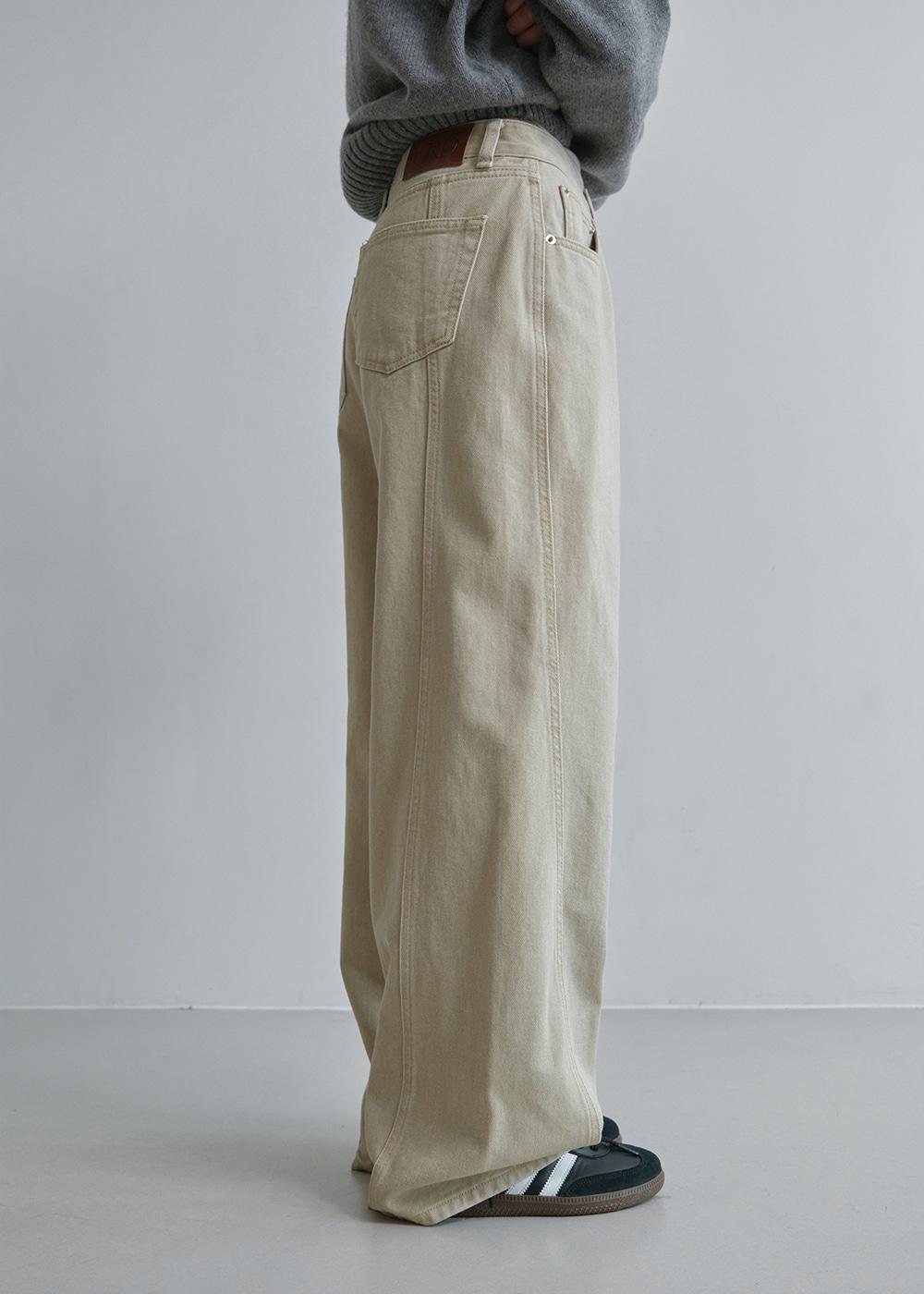 Tone curved denim (beige)