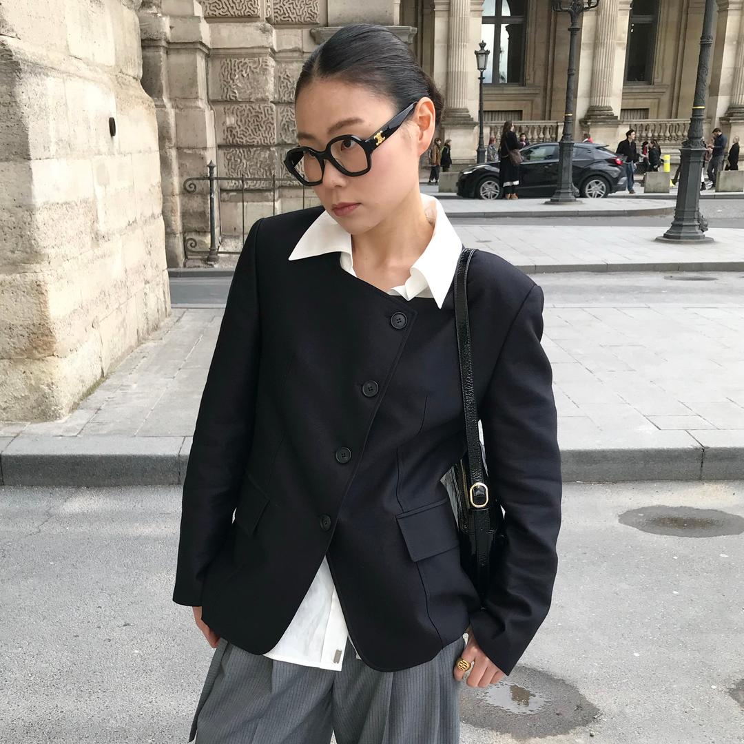 Square Neck Asymmetric Blazer SW4SJ664-24