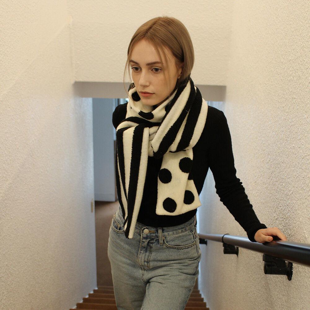 patchwork muffler (stripe&dot)