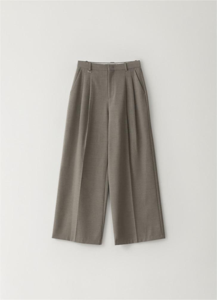 Wide Tuck Tailored Pants Gray