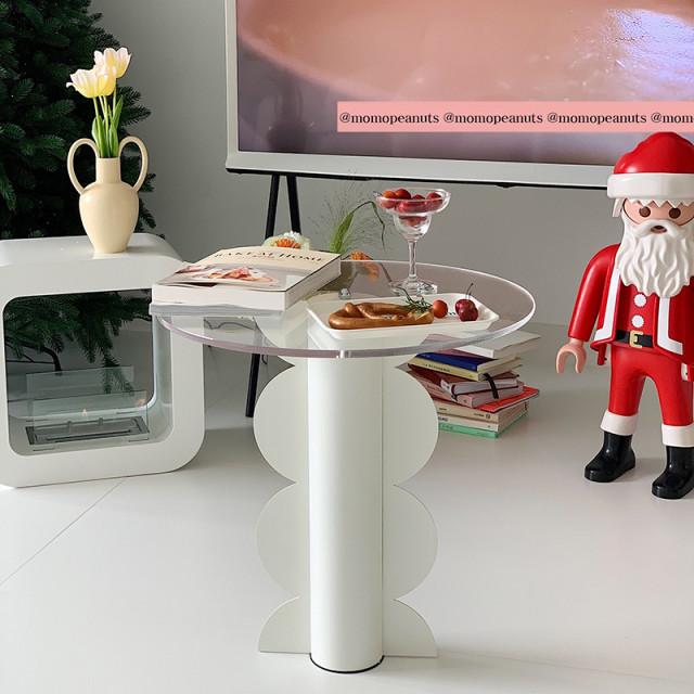 [모모피너츠] ﻿☆무료배송☆ 빅 웨이브 화이트 테이블 (2size) 침대 협탁 아크릴 사이드테이블