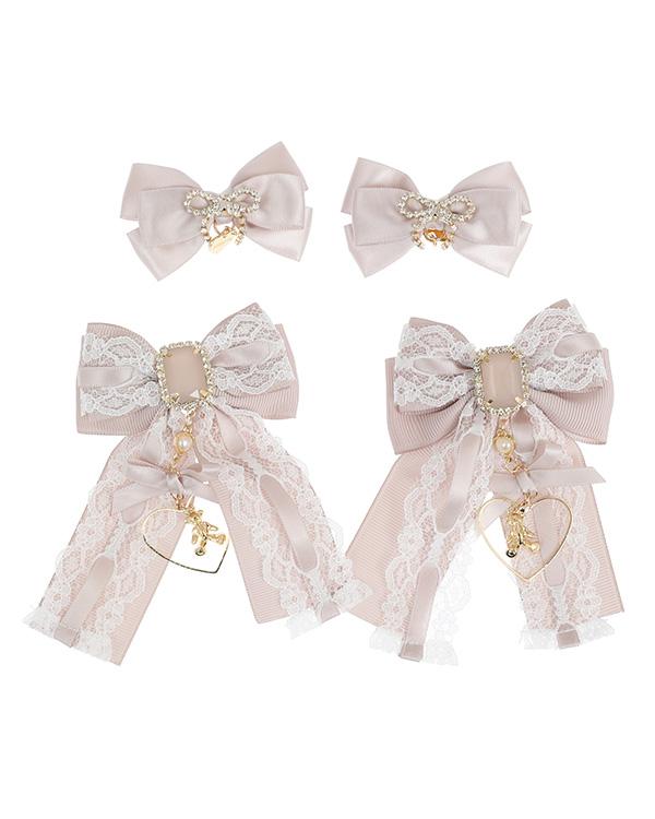 ベアリボンビジュー4つセットクリップ