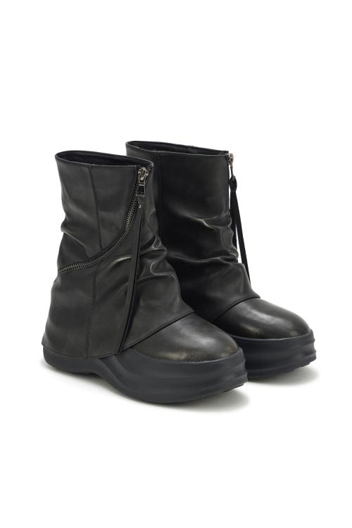 ZIPPER CURVED LINE FLATFORM BOOTS IN BLACK