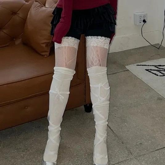 벨벳 스트랩 니 삭스