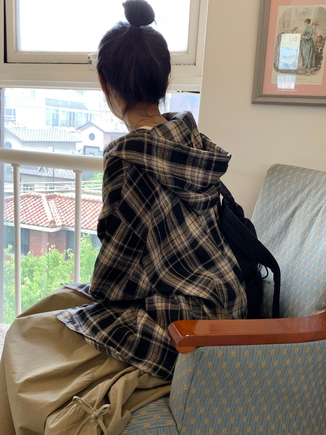 반인찌 🚀당일발송[아메카지/겉기모] 체스 오버핏 후드 체크 셔츠 -3colors