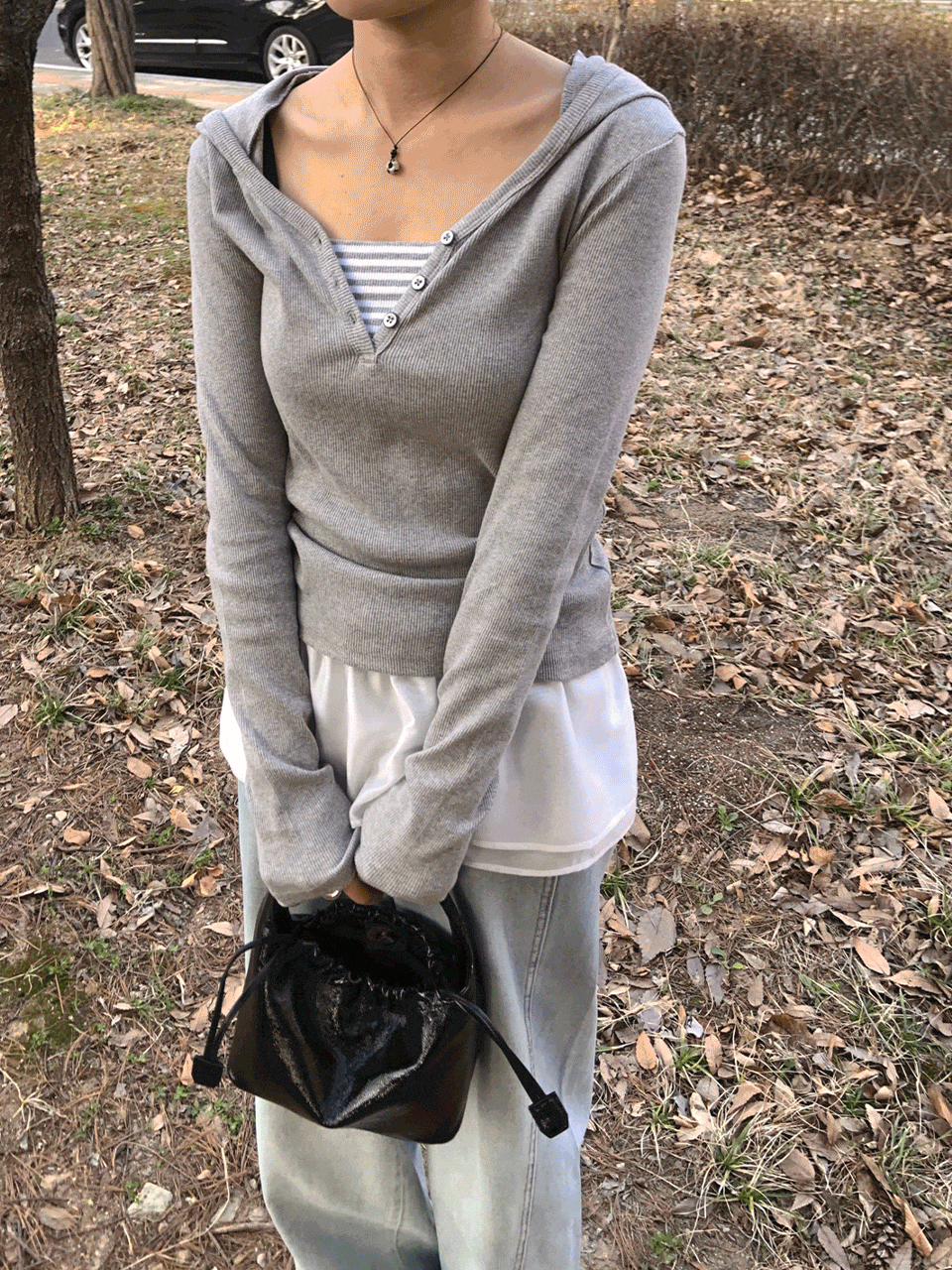 라벤 후드 골지 티셔츠(6color)