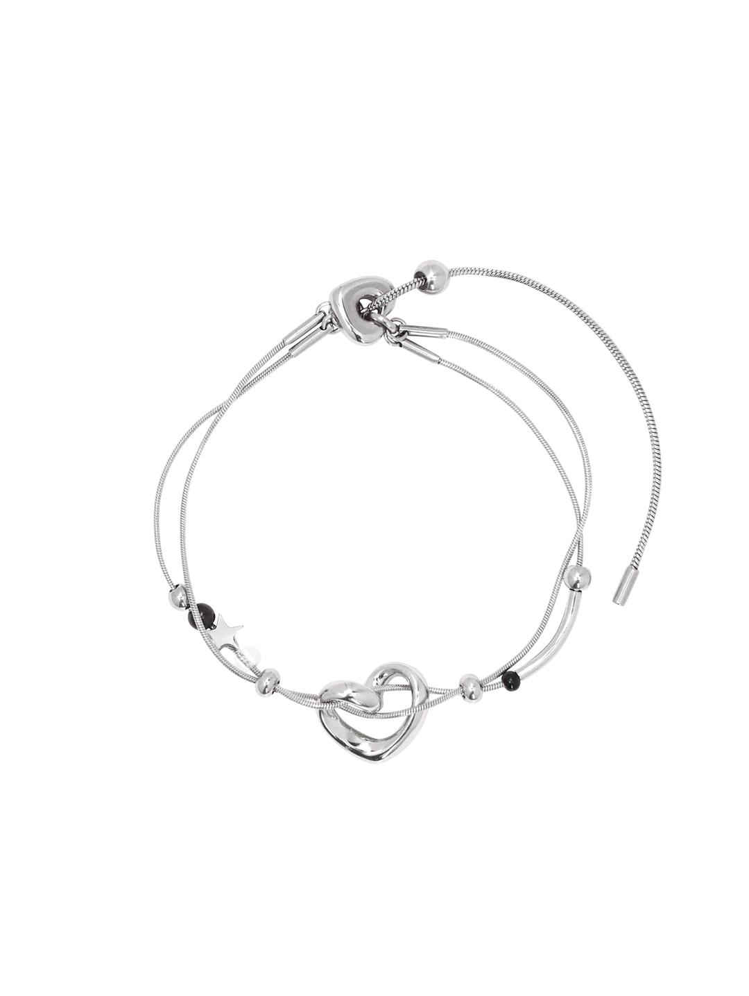 웨이브 하트 더블 체인 팔찌