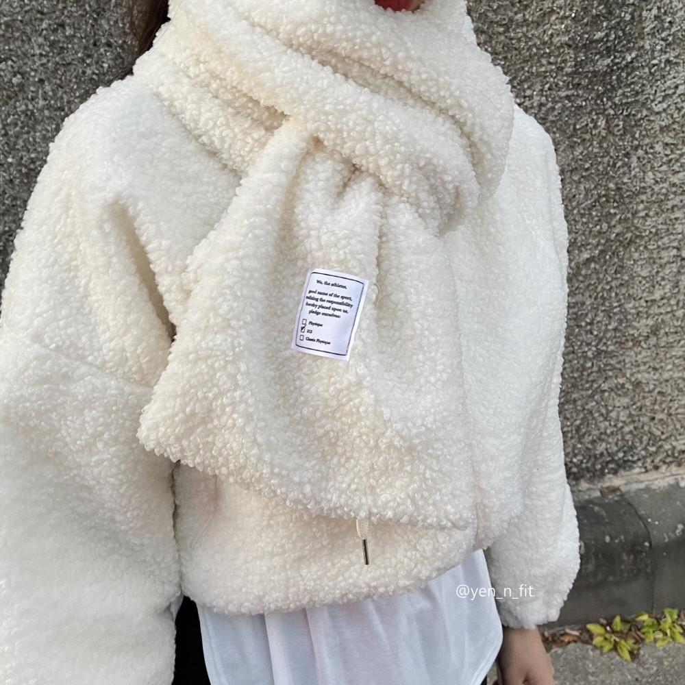 패치 뽀글이 목도리 양털 머플러 2color