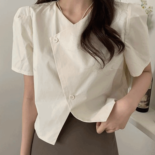 퓨엘 사선오픈 자켓블라우스