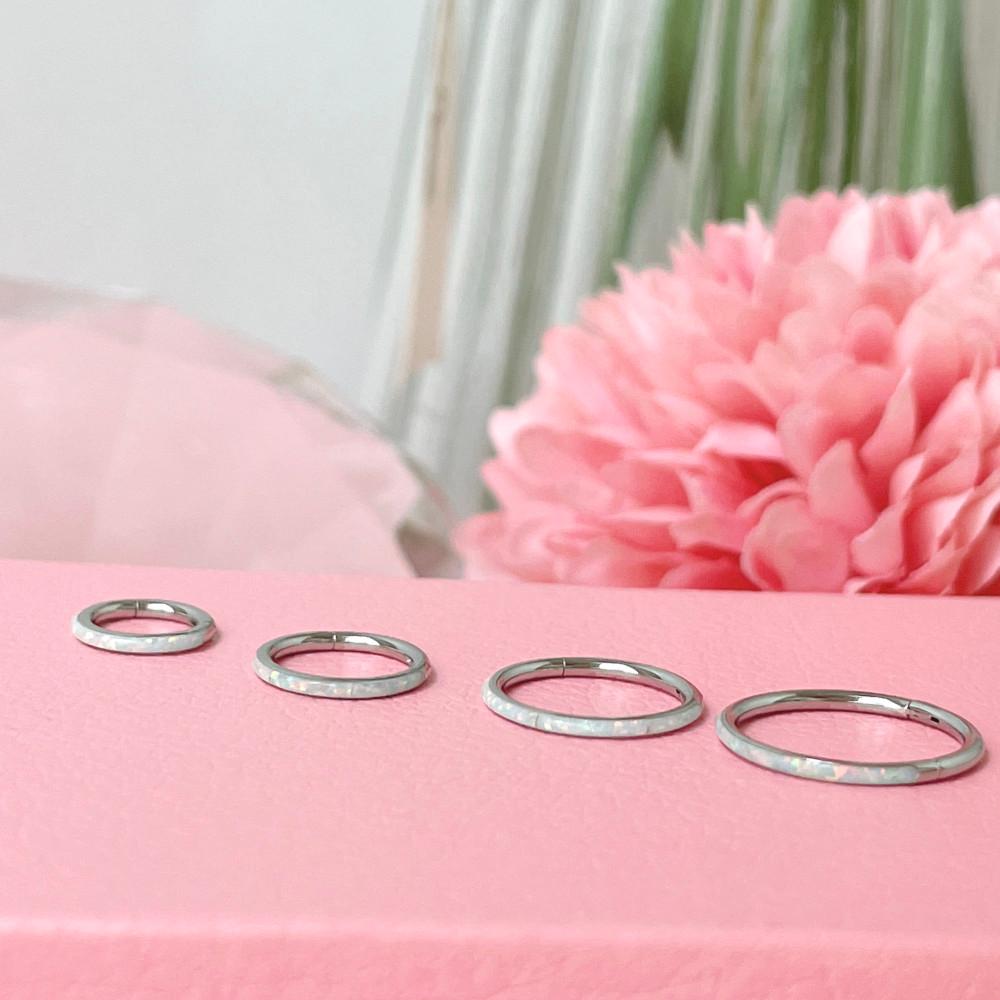 재입고X)화이트오팔 세그먼트 써지컬스틸 링피어싱