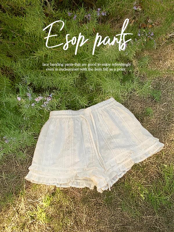 프렌치오브 [허리밴딩]이솝 레이스 프릴 숏  팬츠