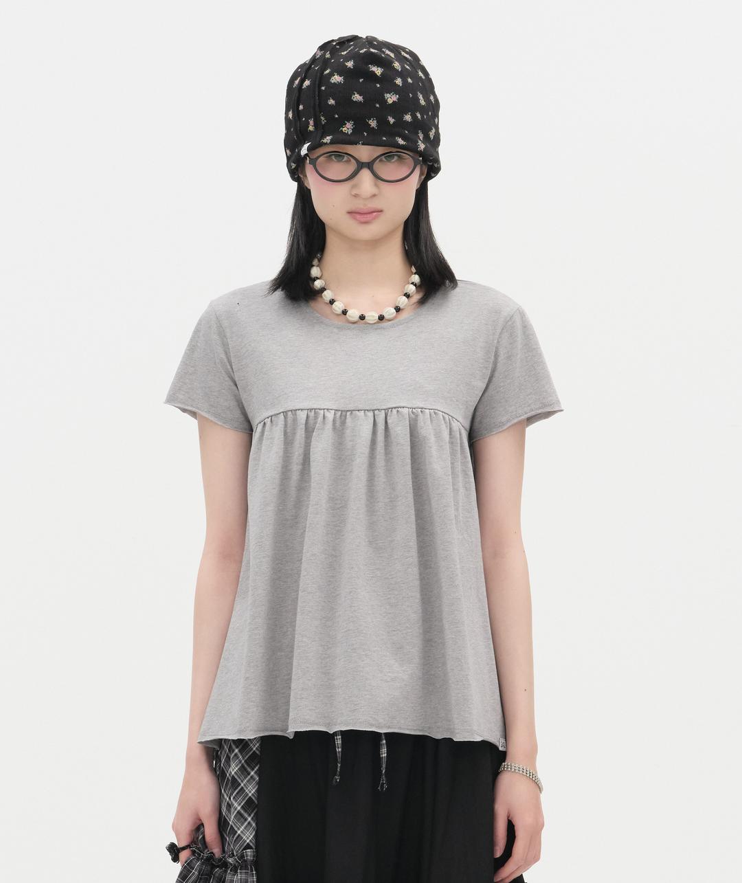 Gathered Shirring Top [Gray]
