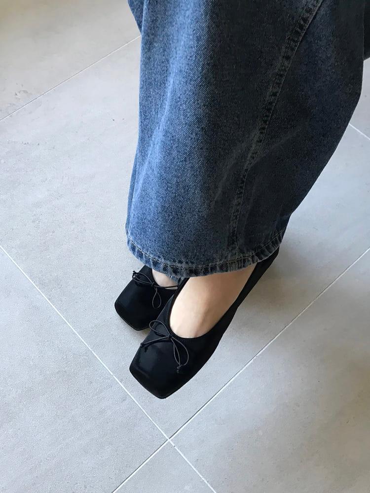 [미엔느] SQUARE FLAT SHOES / 스퀘어 플랫 슈즈 (1col)