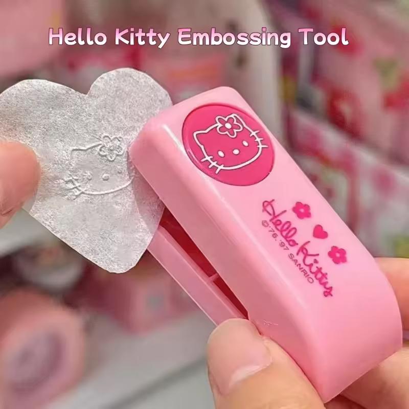 헬로 키티 엠보싱 도구 귀여운 만화 DIY 로고 고양이 플래너 펀칭 머신 인감 생일 휴일 선물