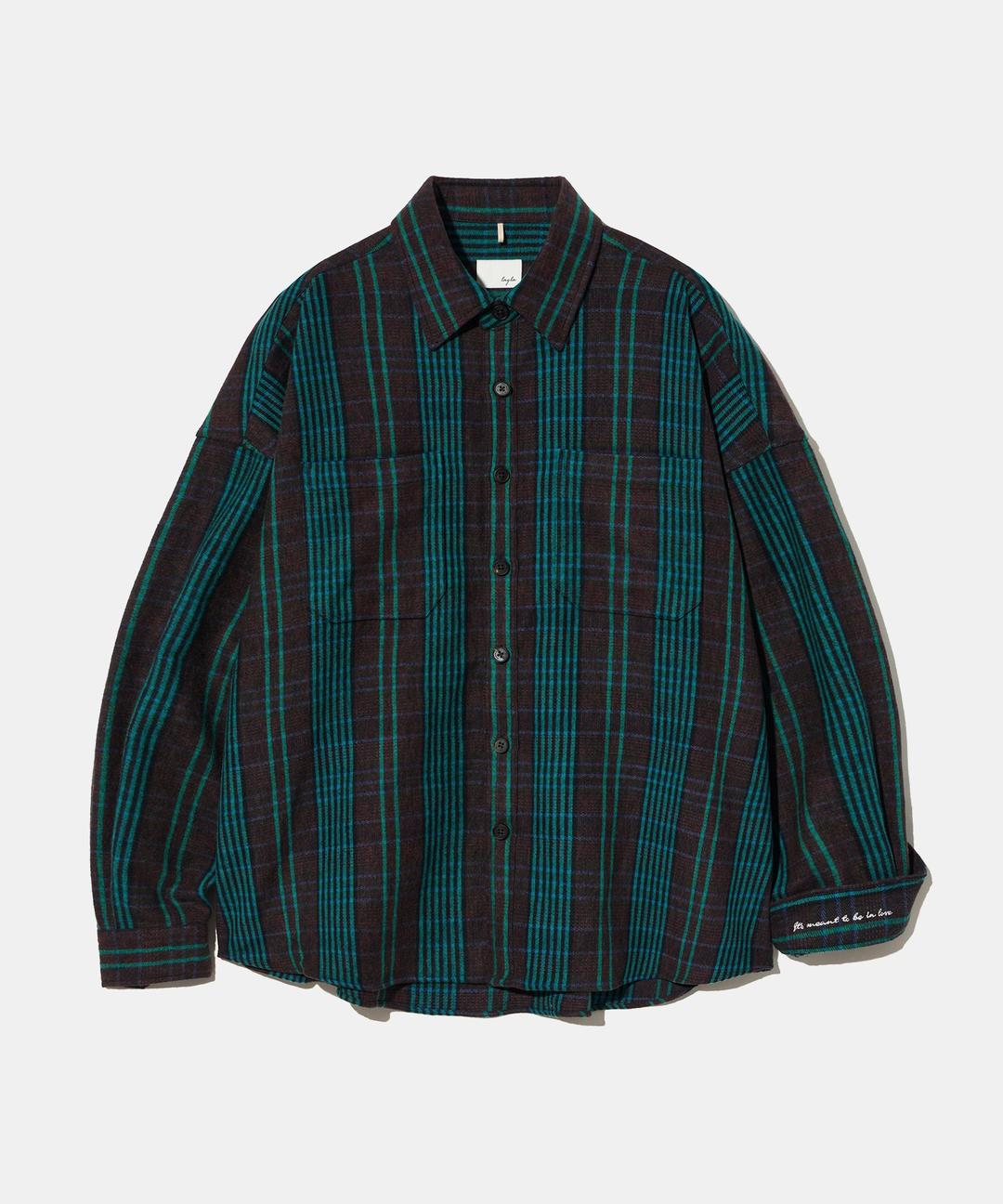 [유튜버 왕밤빵 PICK!] Lava Flow Fluff Cotton Check Shirt S162  Turquoise Green