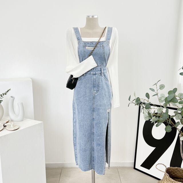 (무료배송) 보이파 데님 서스펜 원피스