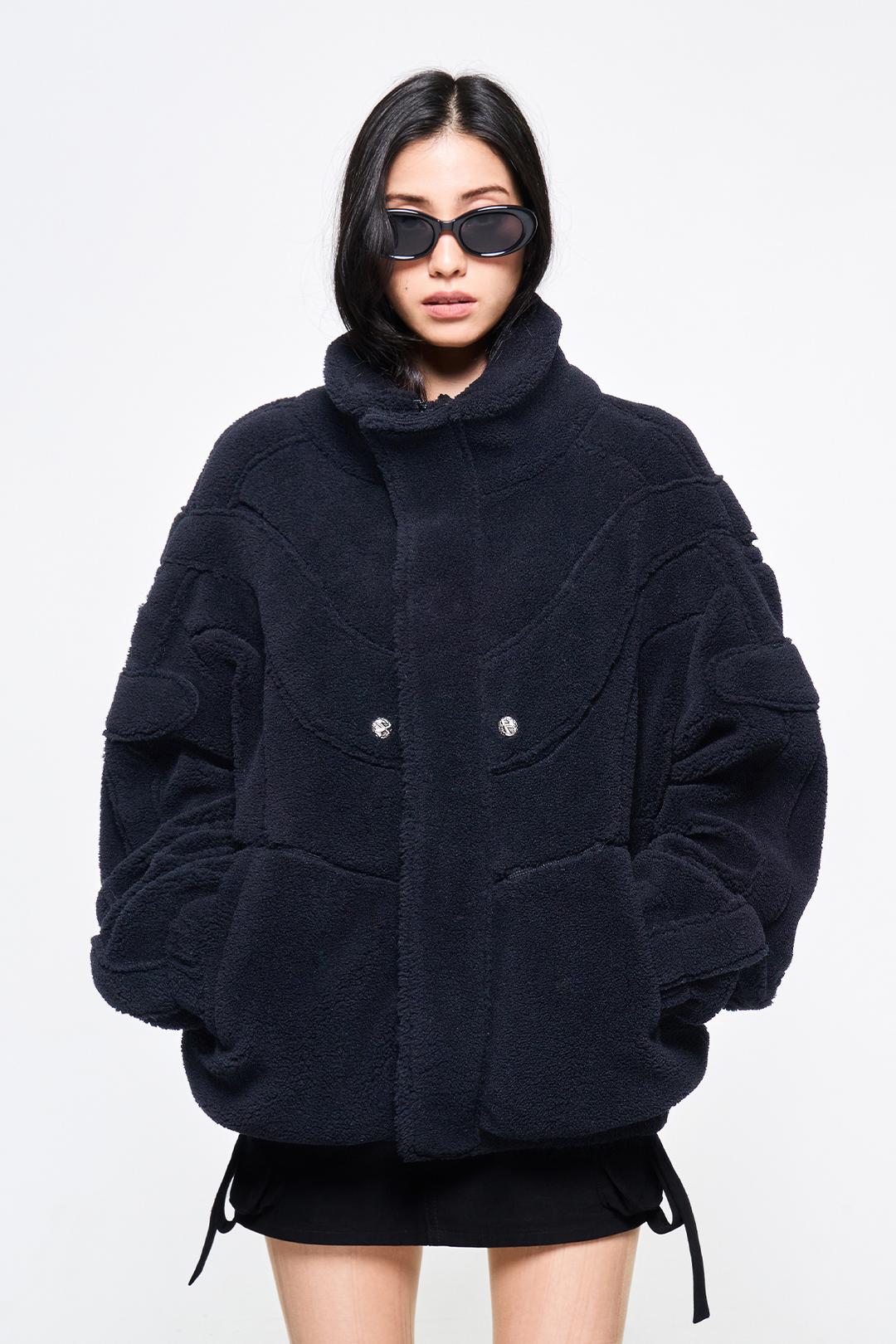 LOGO FLEECE JACKET BLACK