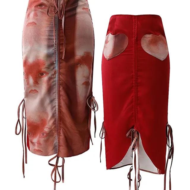 키치 스트링 반반 언발 스커트