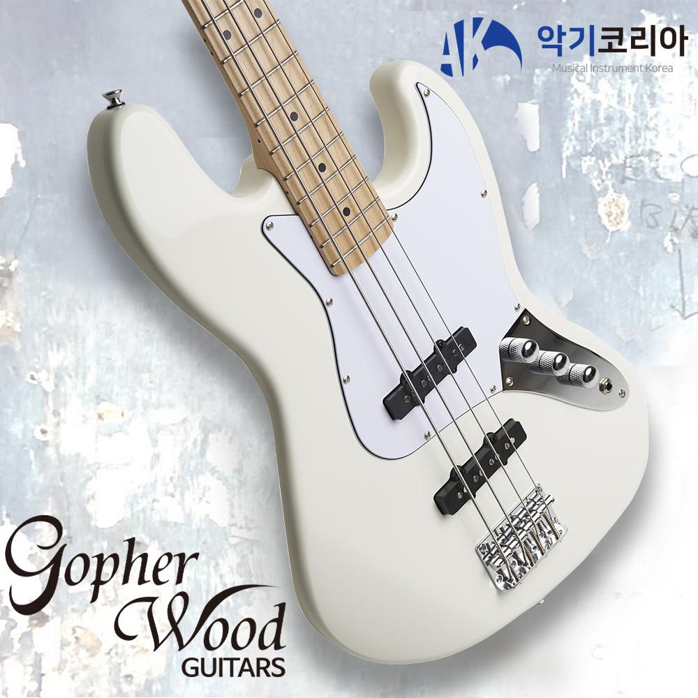고퍼우드 WHITE401B 베이스 기타 재즈베이스 입문용 풀패키지