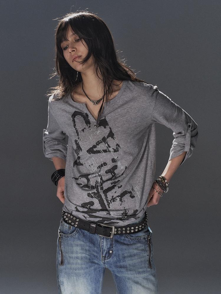 wearAndtear V-neck street loose fit long sleeve