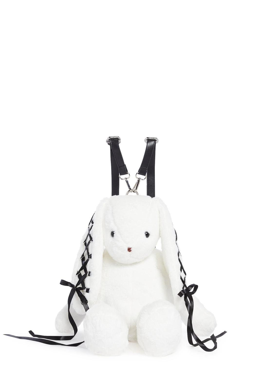 Cuddly Bunny Plush Backpack - White - WHITE / ONE SIZE