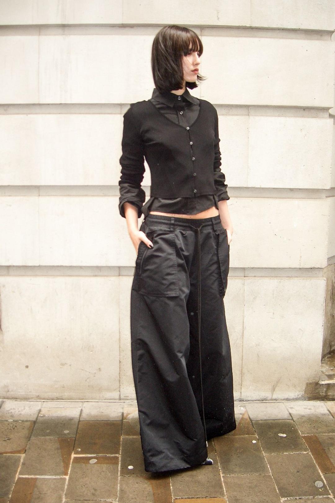 Nylon wide pocket pants