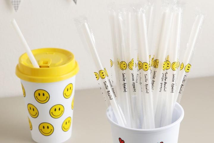 이플스토리 스마일 옥수수 생분해 빨대 300개 개별 포장세트