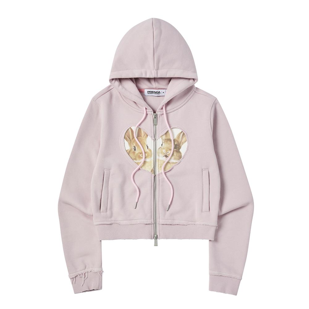 BABY RABBIT HOOD ZIP-UP LIGHT PINK