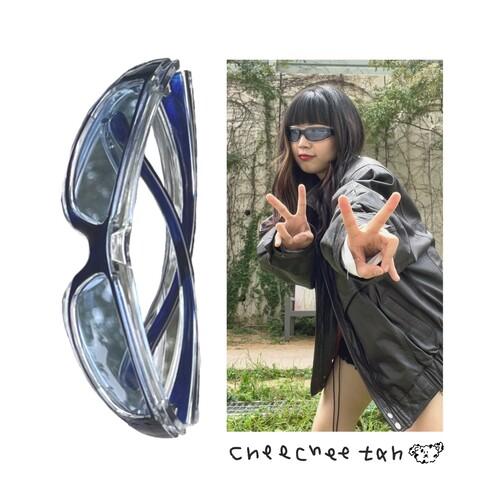 Blue goggles sunglasses 수학여행, 인생네컷, 유니크 파랑 고글 선글라스