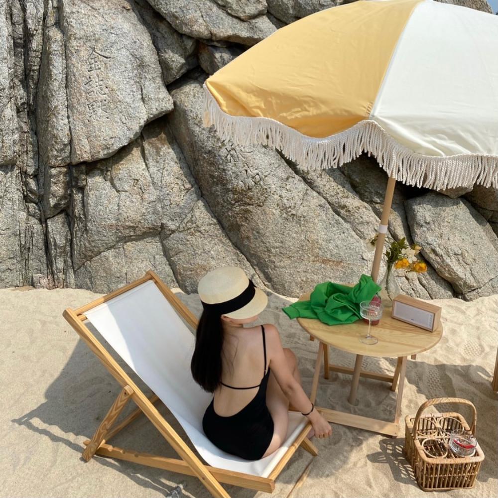 심플 백리스 모노키니 수영복 2color