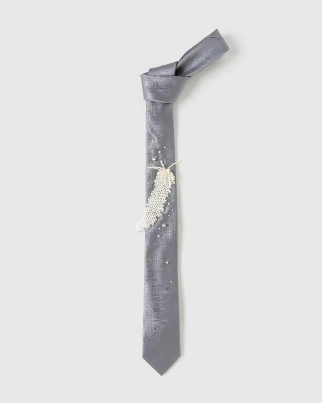 grand feather beads embroidery tie【Delivery in March 2026】