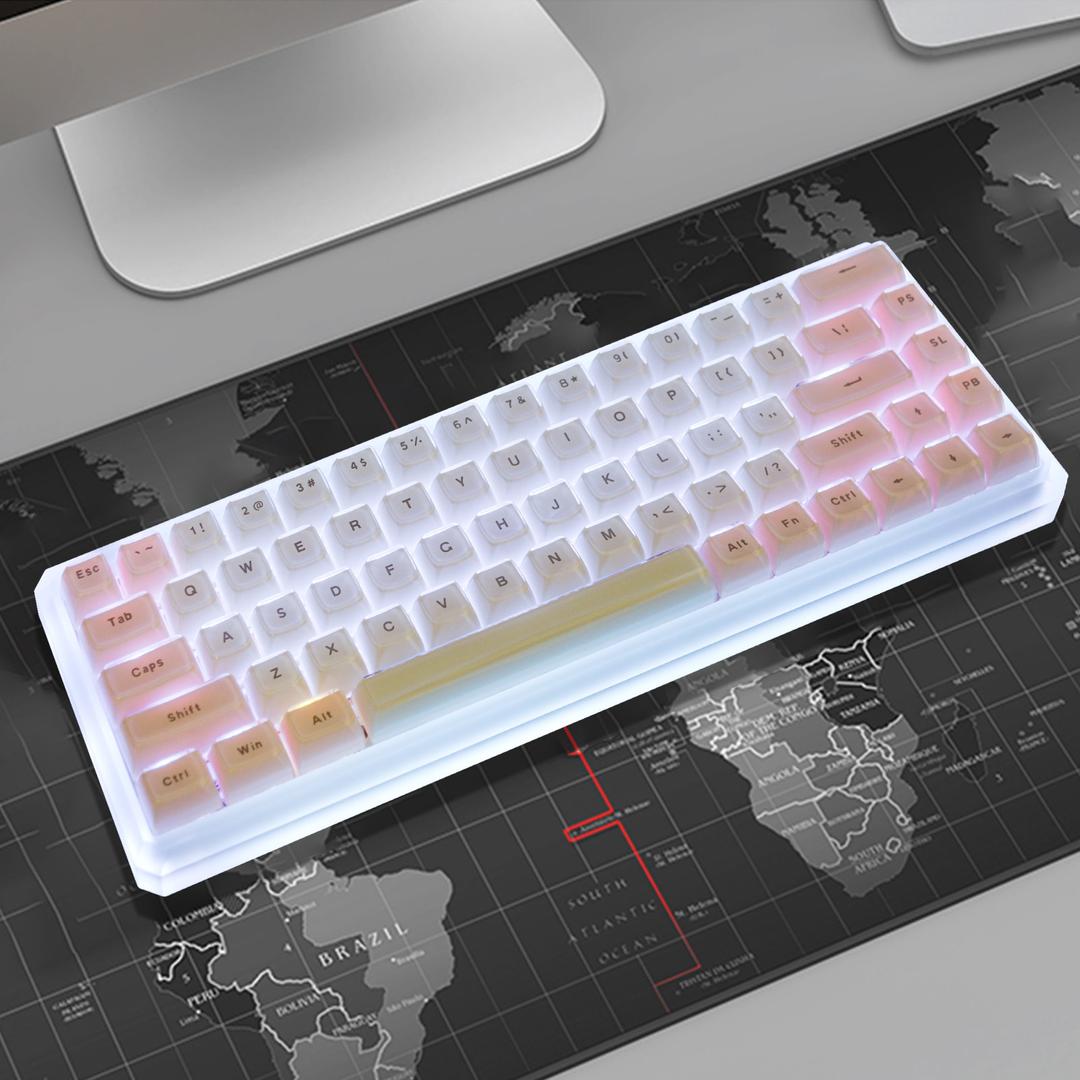 멀티 컬러 젤리 라운드 키 캡 OEM 프로필, 체리 MX 기계식 키보드용, 귀여운 아이스 크리스탈, 반투명 백라이트 117 키 캡