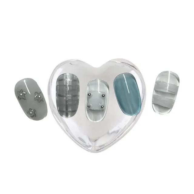 블루포인트 감성 네일팁💧드로잉네일 블루실버