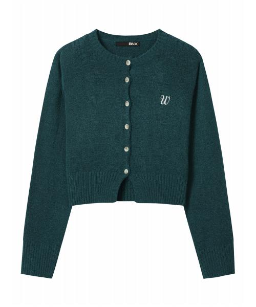라운드넥 자수 버튼업 크롭 니트가디건 (BW4CD031L0)
