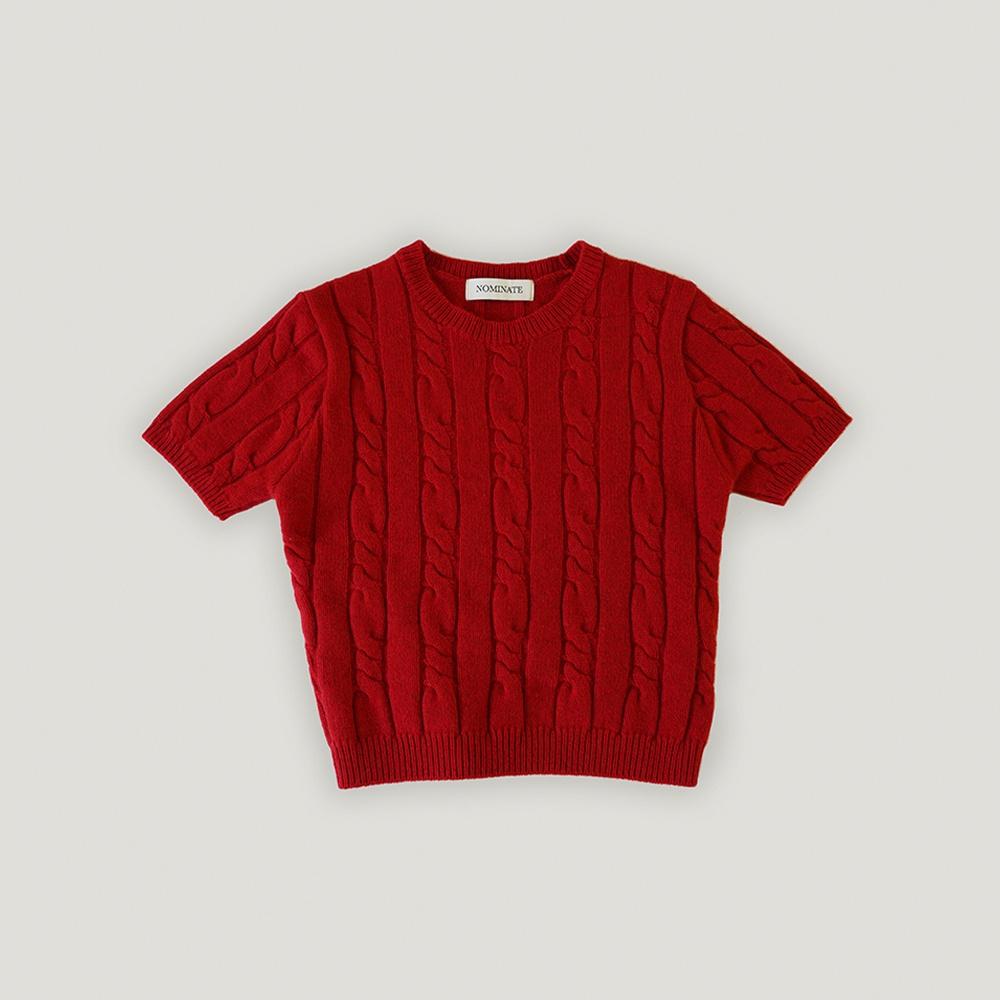 Cable Knit Half Sleeves (Tomato)