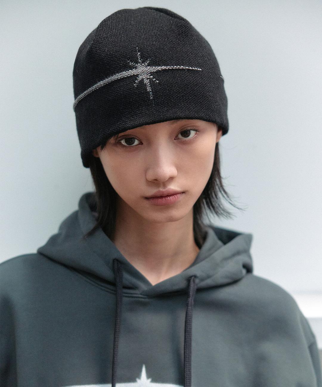 FLASH JAQUARD BEANIE charcoal