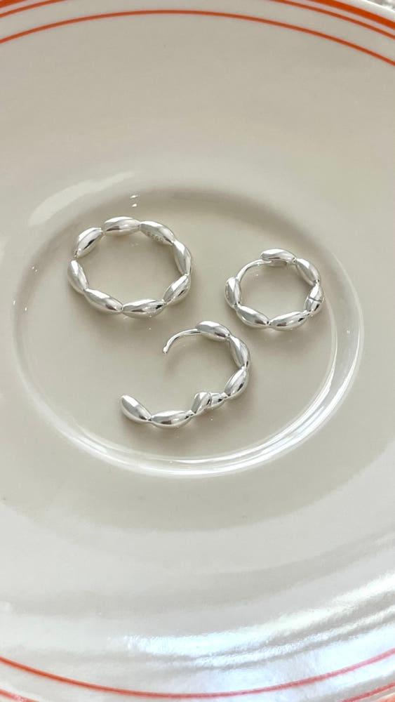 (당일배송)925 실버 물방울 소세지 데일리 원터치 귀걸이