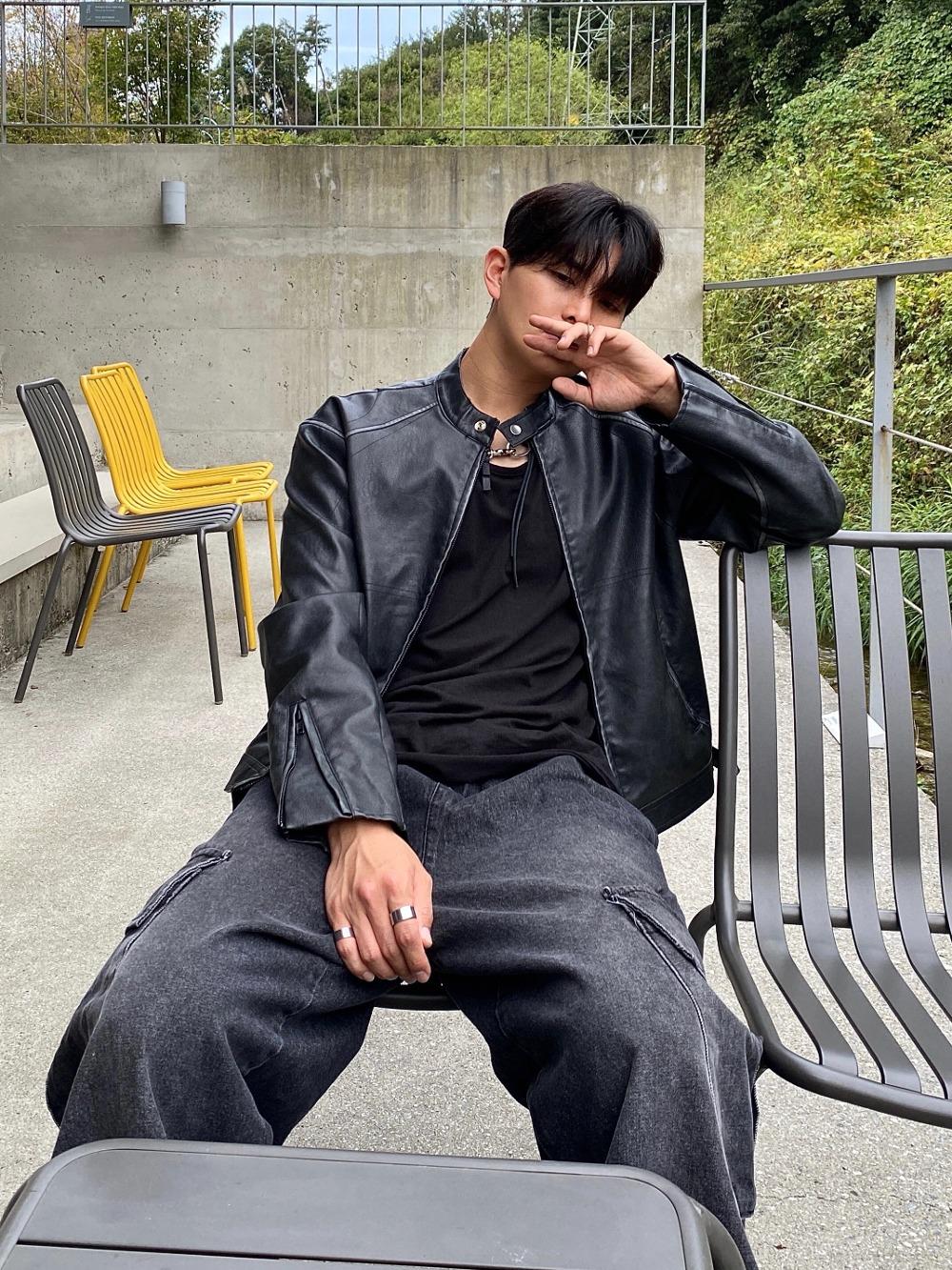 빈티지 워싱 바이커 자켓 2C