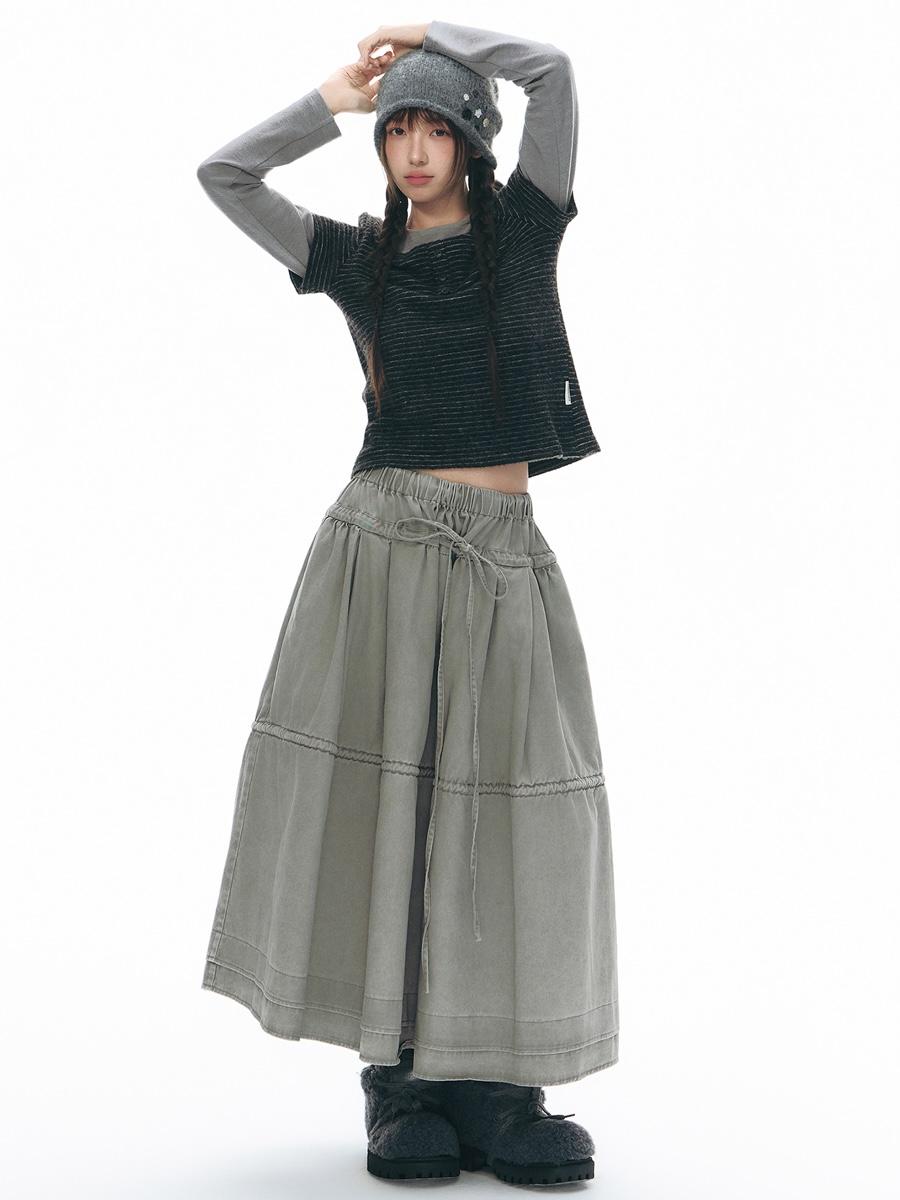 TAKEANAP Cloud Stitch Gather Skirt