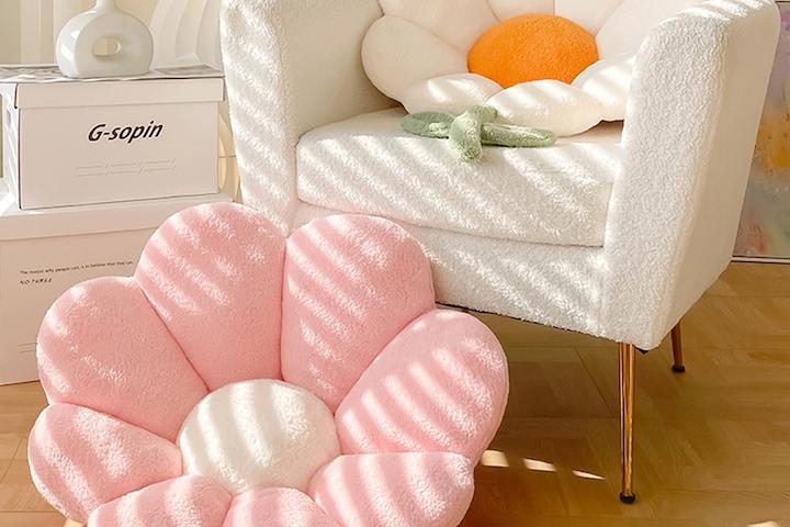 플라워 등받이 의자 쇼파 쿠션 아늑한 미끄럼방지 좌식 꽃 방석 62x65cm 4colors