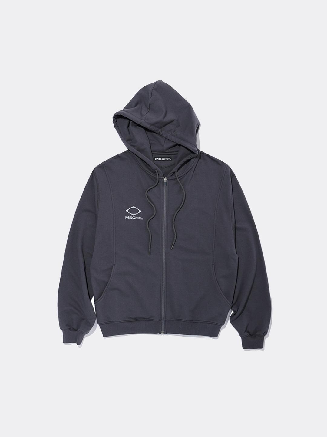 미스치프 RHOMBUS ZIP UP HOODIE-CHARCOAL BLUE