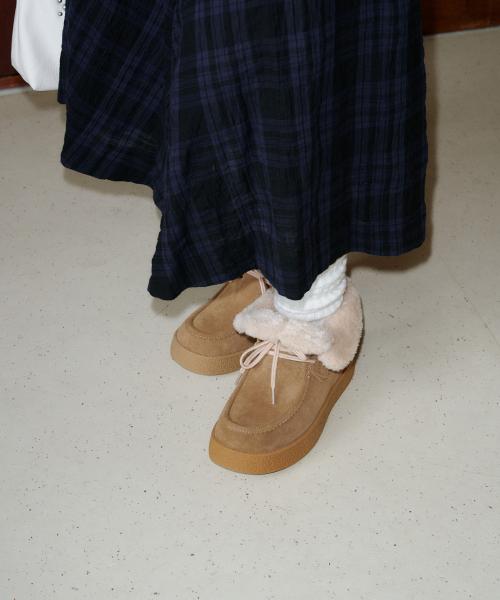 라세로 셰어링 퍼 부츠 베이지