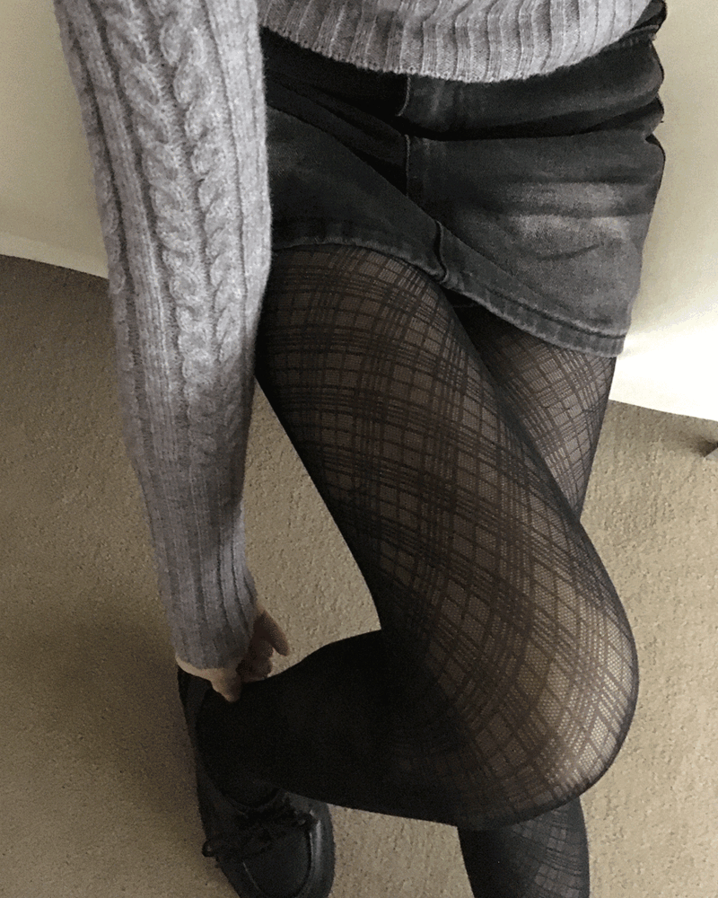 NAT Y2K Checkered See-Through Pants Stockings