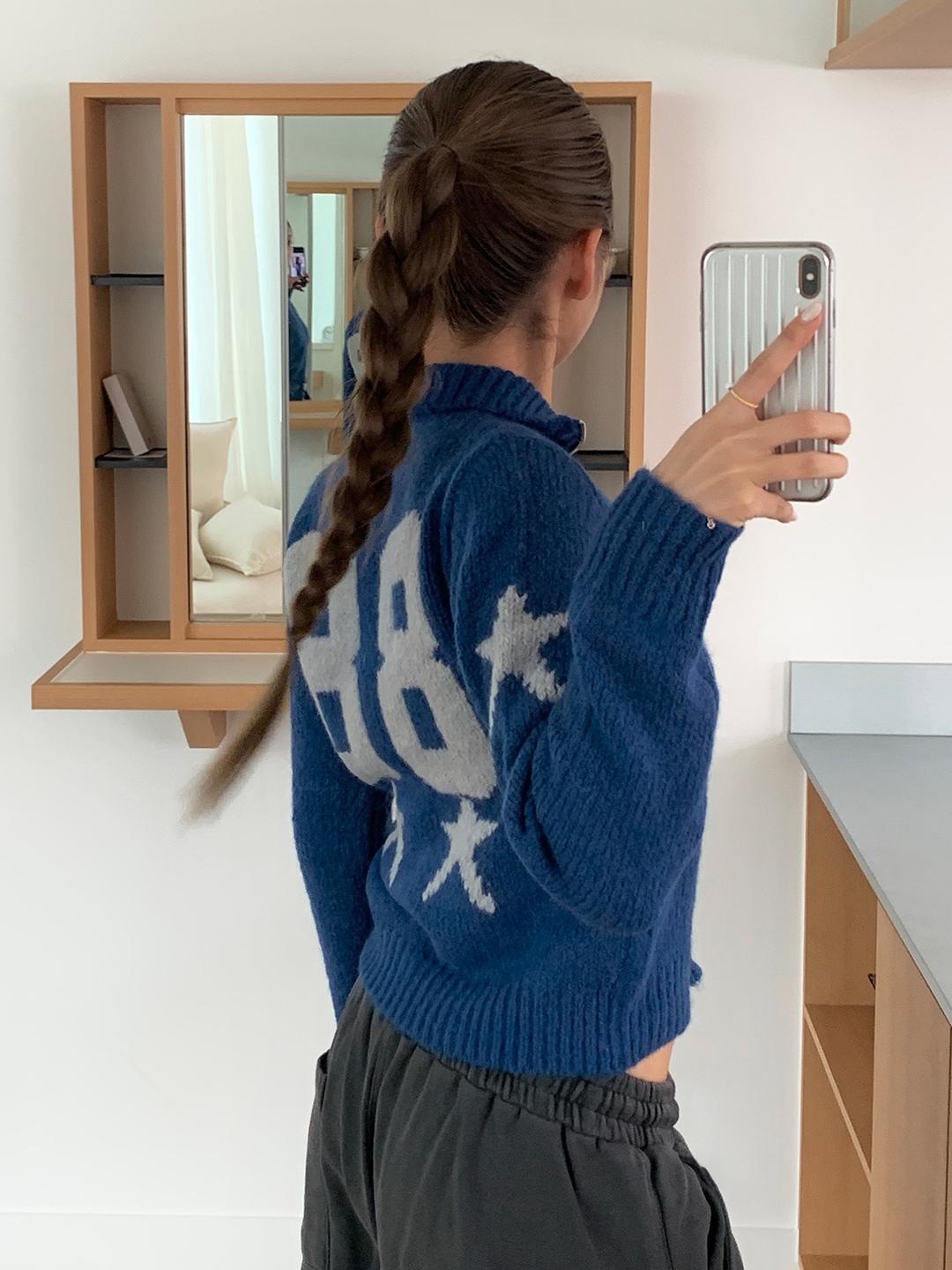 스타 알파카 니트 집업 (3color)