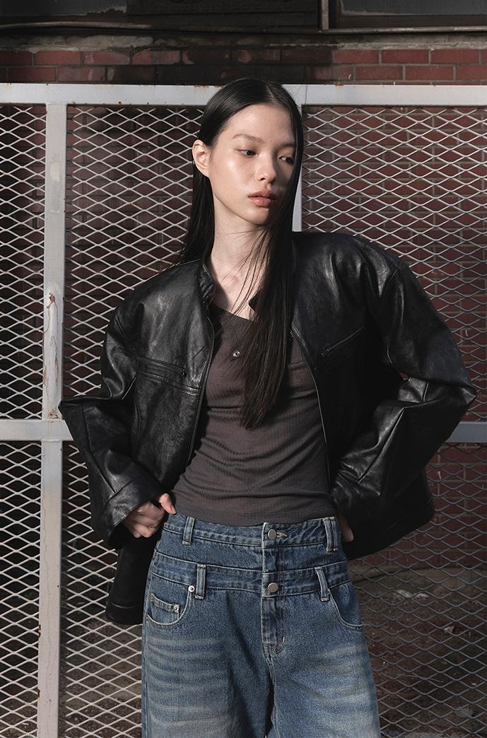 [10/25 예약 배송] [ESSENTIAL] LEATHER ZIP-UP JACKET