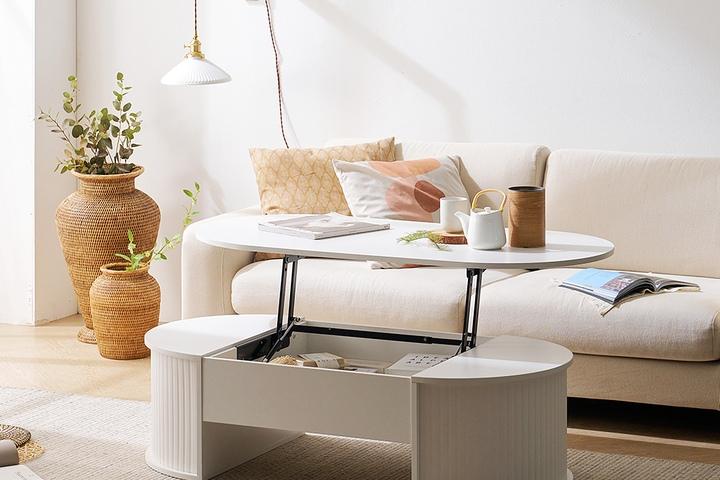 마르체 데이즈 타원형 템바보드 리프트업 테이블 1200