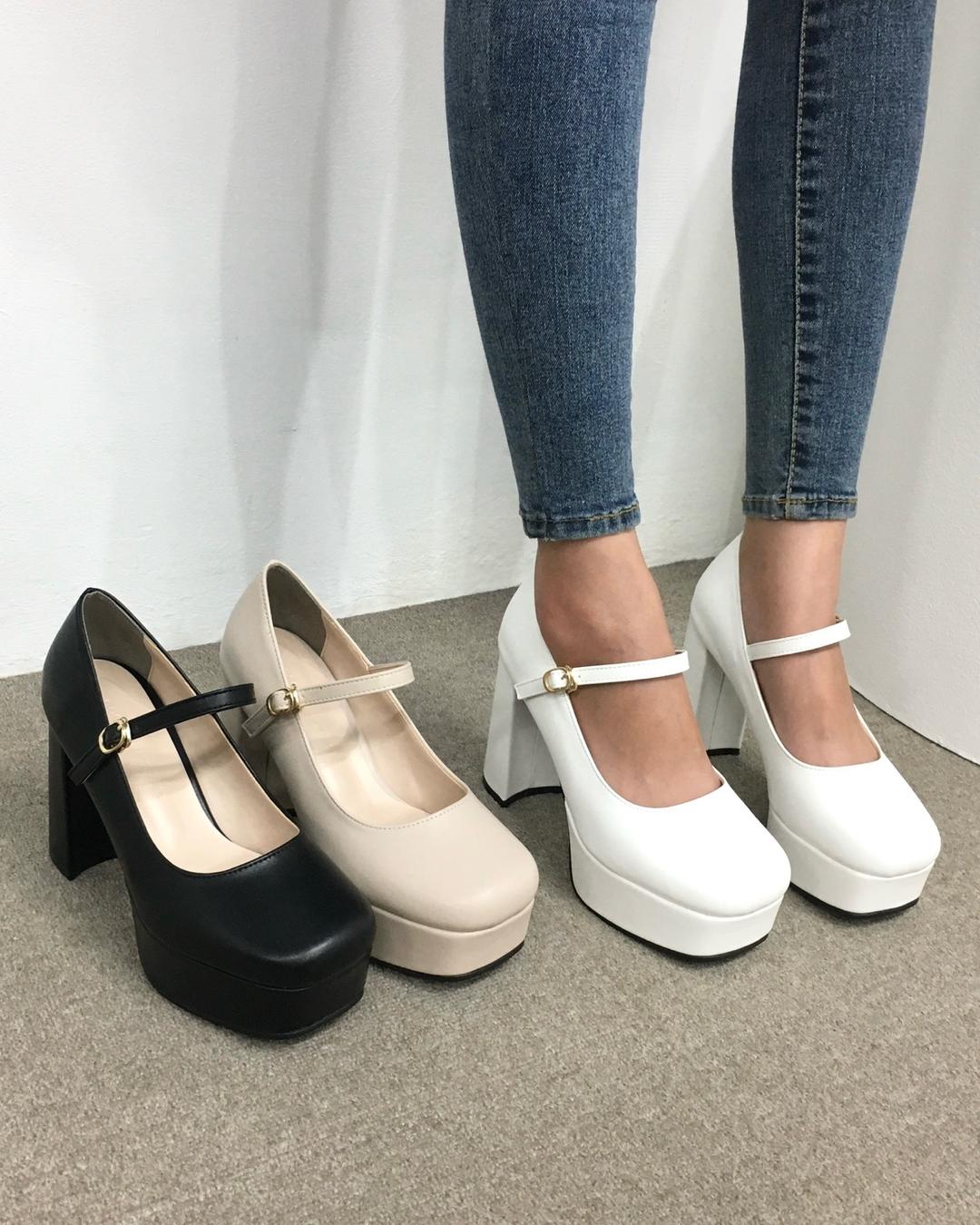 코코로마켓 [당일배송/국산수제] 가보시 메리제인 키높이 통굽 펌프스힐 10cm