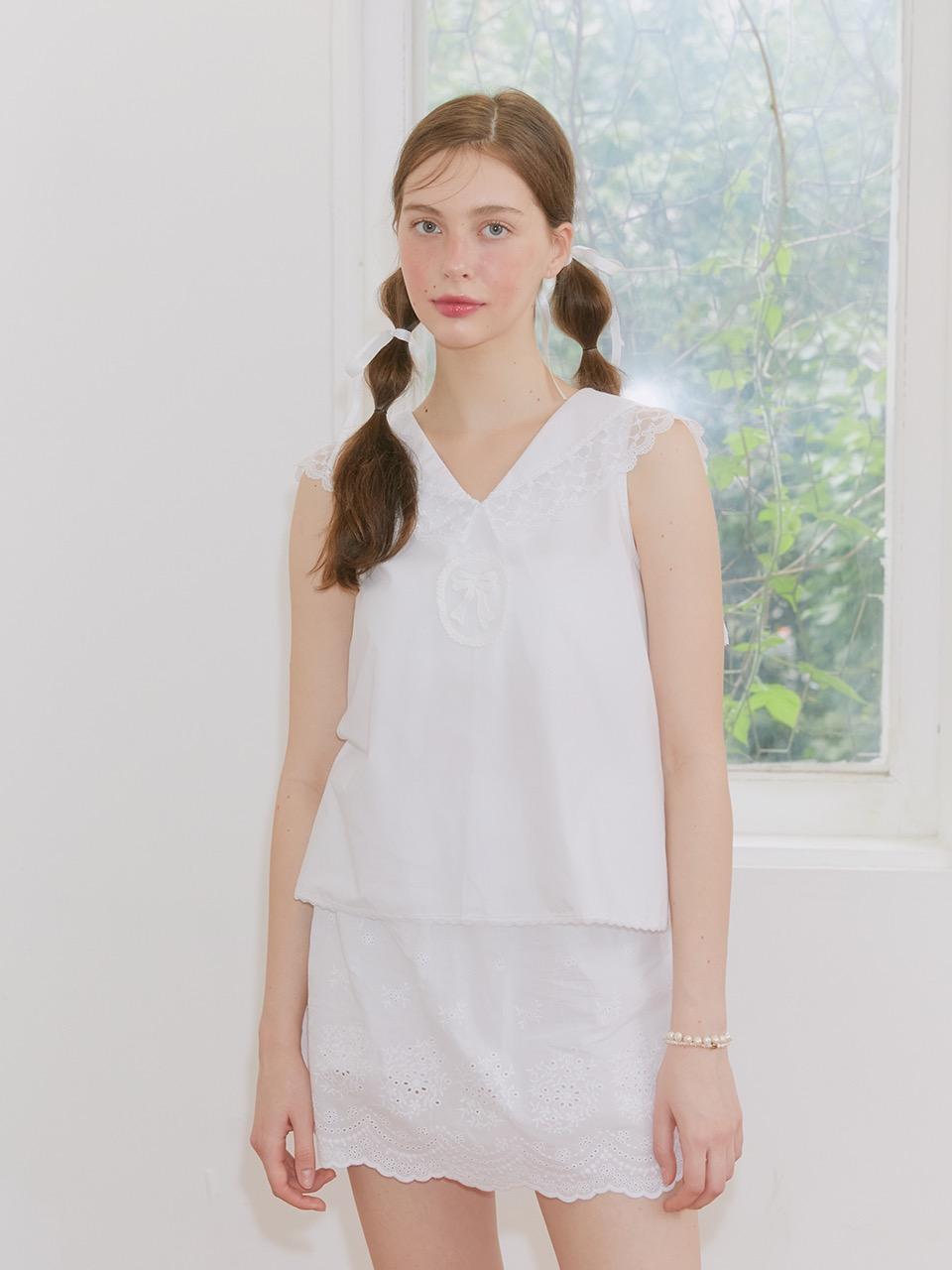 LACE SAILOR BLOUSE (WHITE)