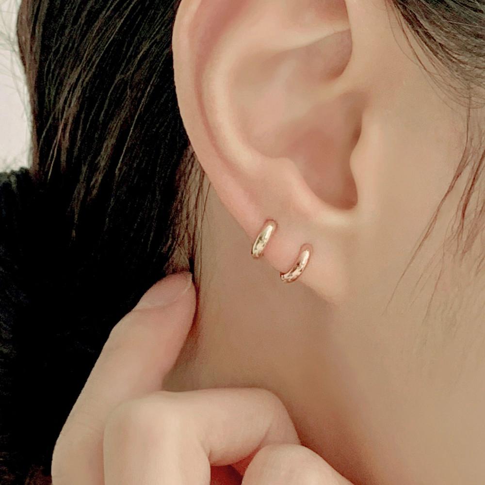 10k ﻿위티 미니 링 귀걸이 원터치 귀걸이 민자 금 골드 데일리