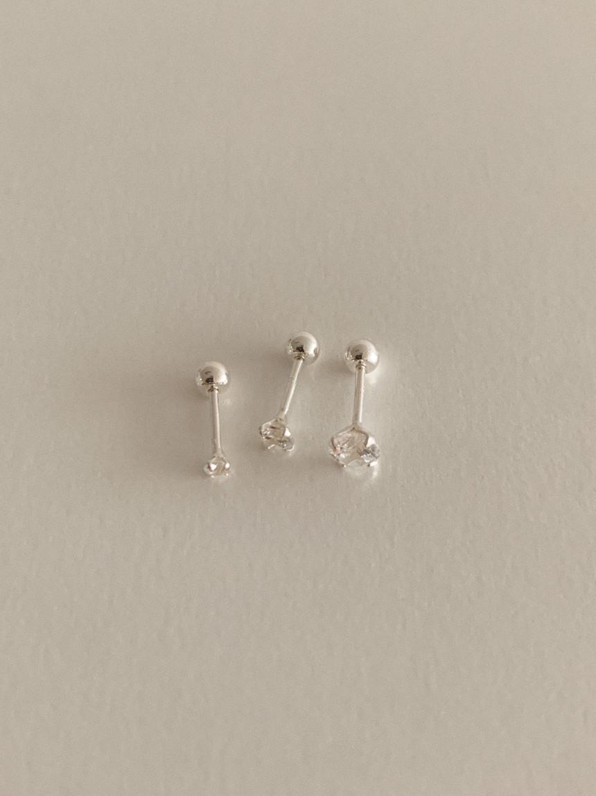 [컬러 추가][925 silver] 2mm/ 3mm/ 4mm 은 큐빅 피어싱 (3 size, 2 type, 3 color)